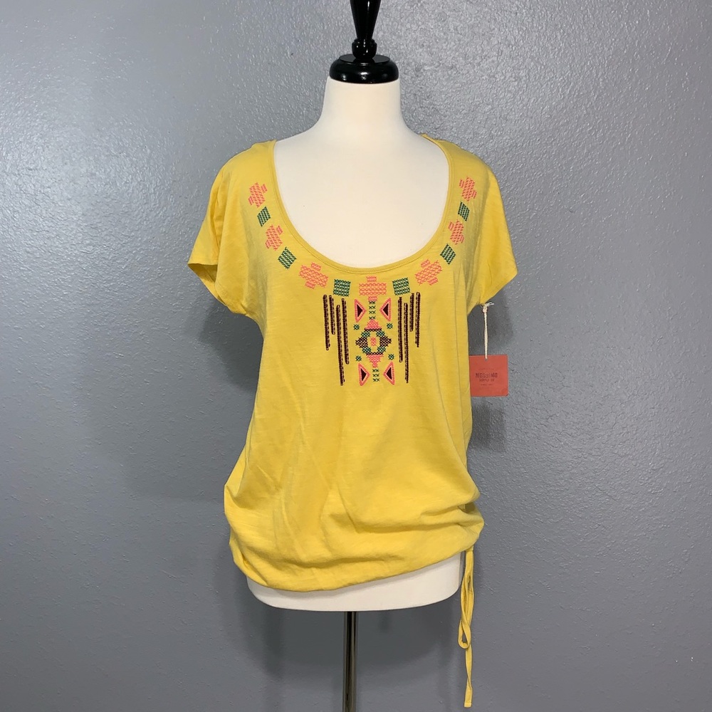 Mossimo Mustard Yellow Embroidered Top XL